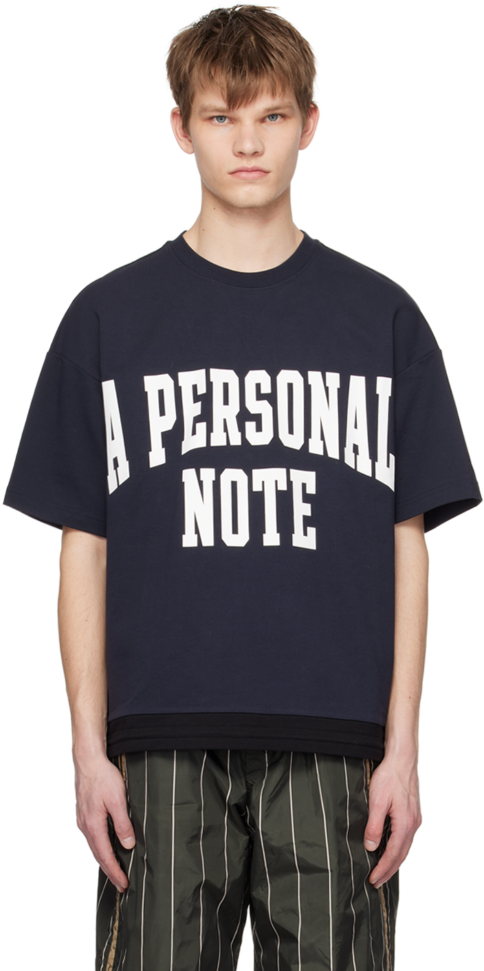 A Personal Note 73 Navy Layered T-shirt In 409 Blue