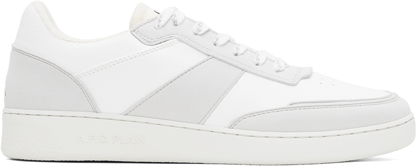 Shop Apc White & Gray Plain Sneakers In Aab White