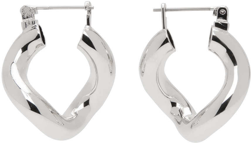 Silver & Pink Solitaire Hoop Earring SSENSE Women Accessories Jewelry Earrings Hoop 