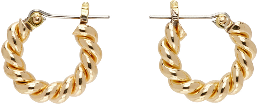 SSENSE Exclusive Gold Minature Twist Single Earring SSENSE Women Accessories Jewelry Earrings Hoop 