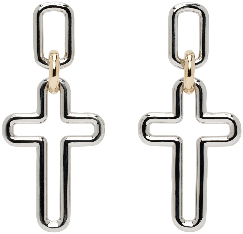 Laura Lombardi Ssense Exclusive Silver & Gold Madda Earrings In Silver/gold