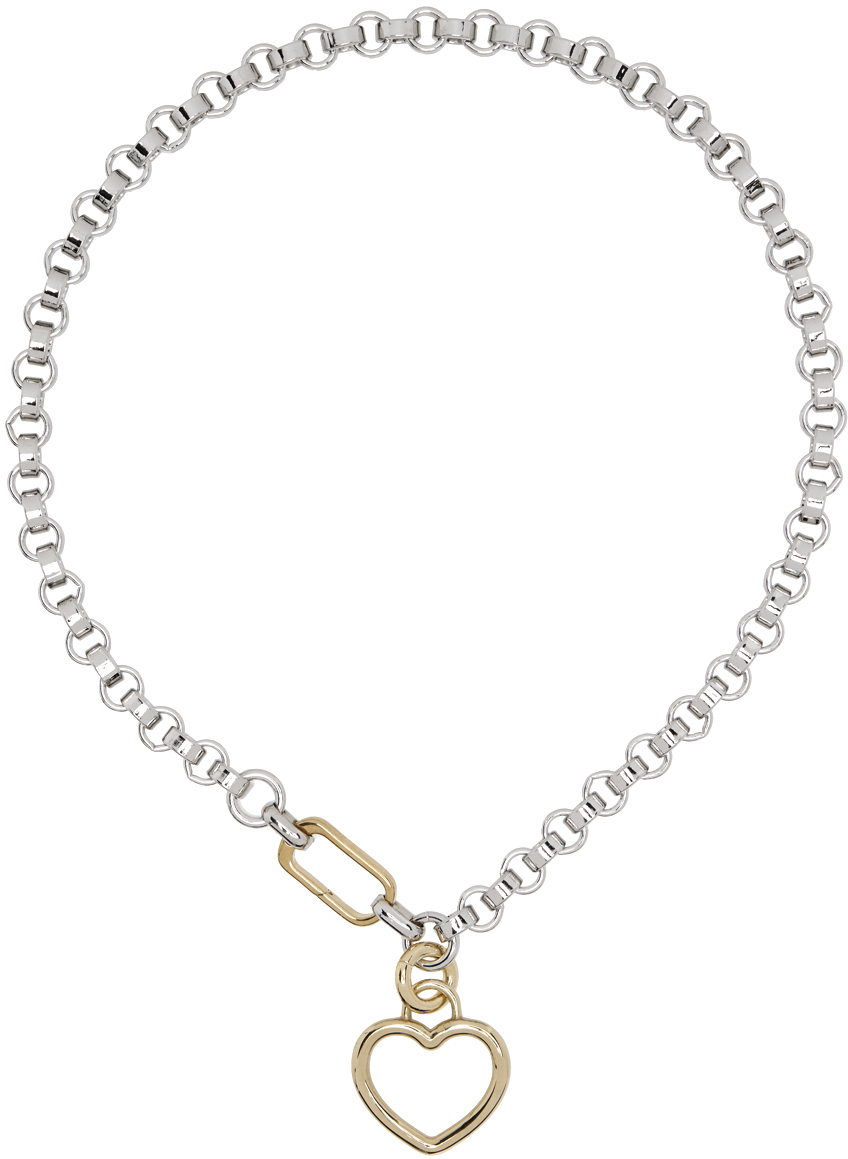 Laura Lombardi SSENSE Exclusive Gold & Silver Heart Pendant Necklace
