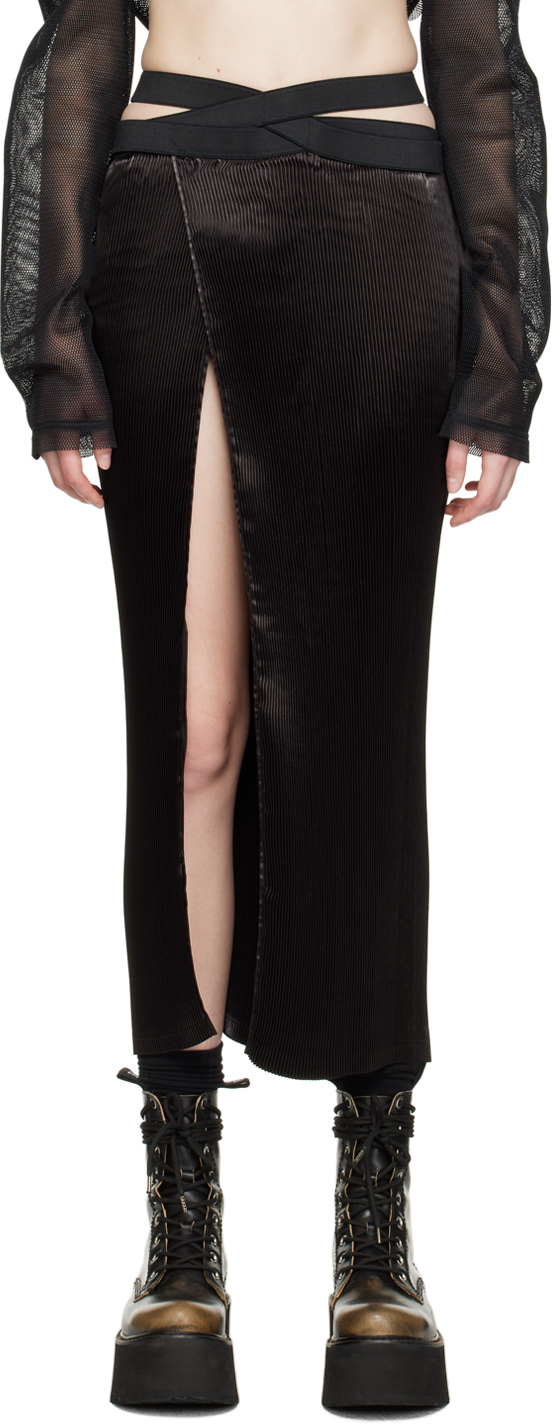 Junya Watanabe Black Pleated Maxi Skirt In 1 Black