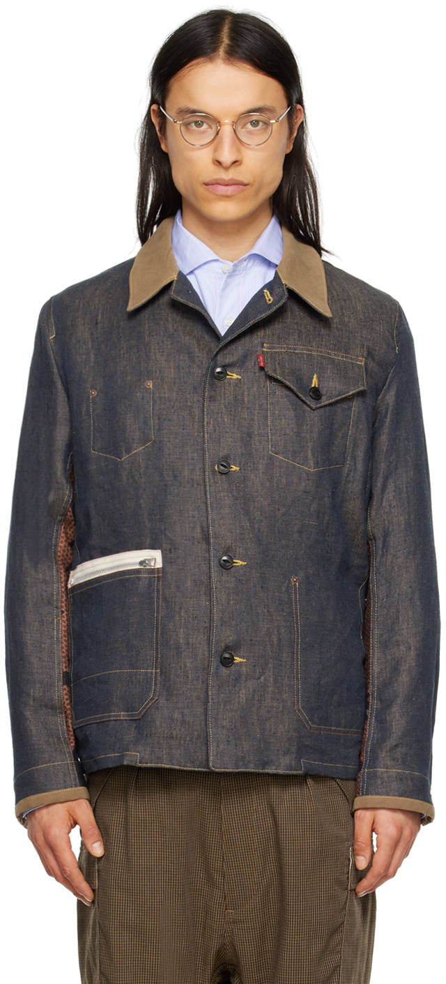 Shop Junya Watanabe Indigo Levi's Edition Paneled Denim Jacket