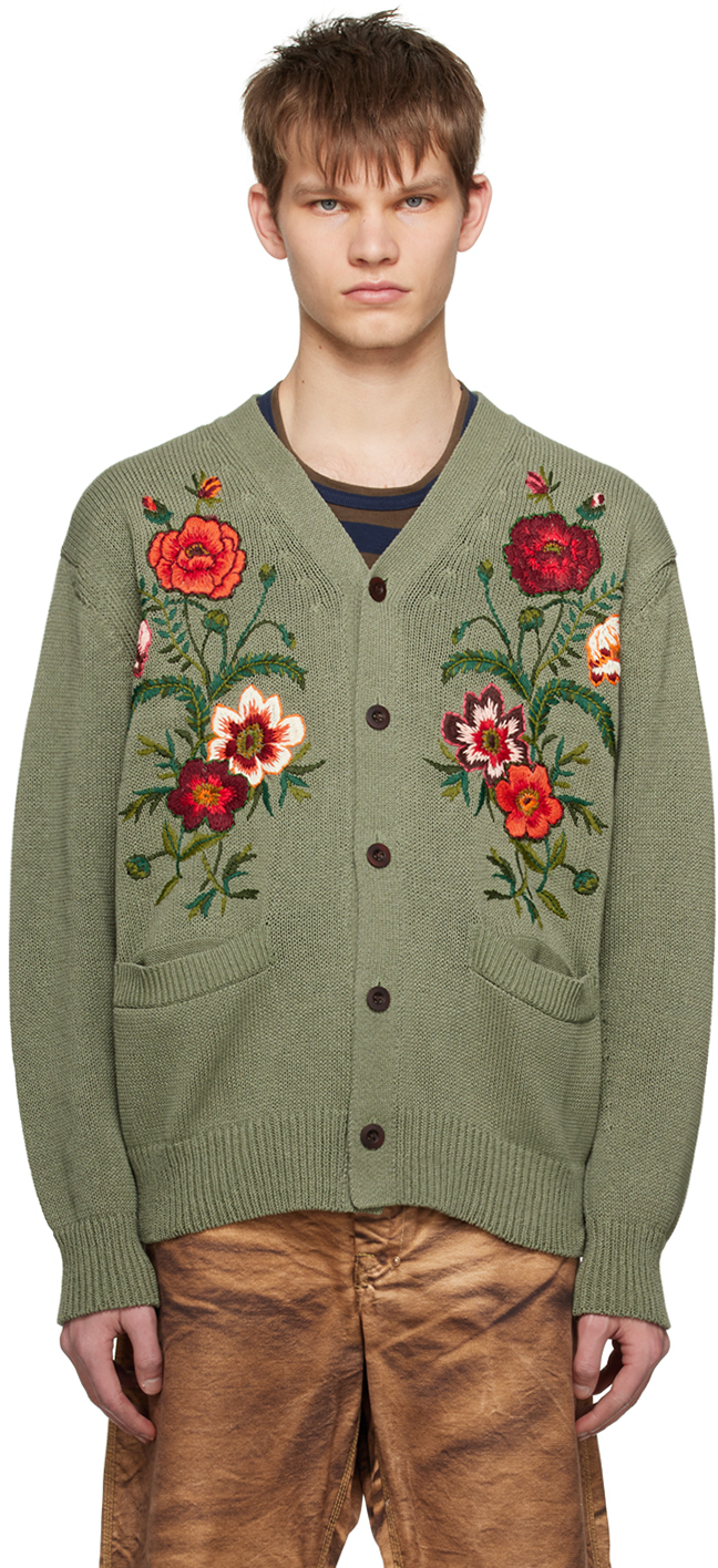 Green Floral Cardigan