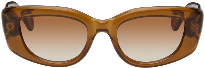 Shop Lanvin Brown Cat-eye Sunglasses In 208 Lnv641s/50/caram