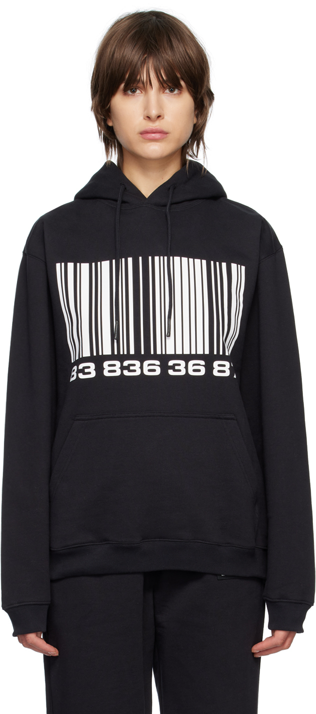 Black Big Barcode Hoodie by VTMNTS on Sale