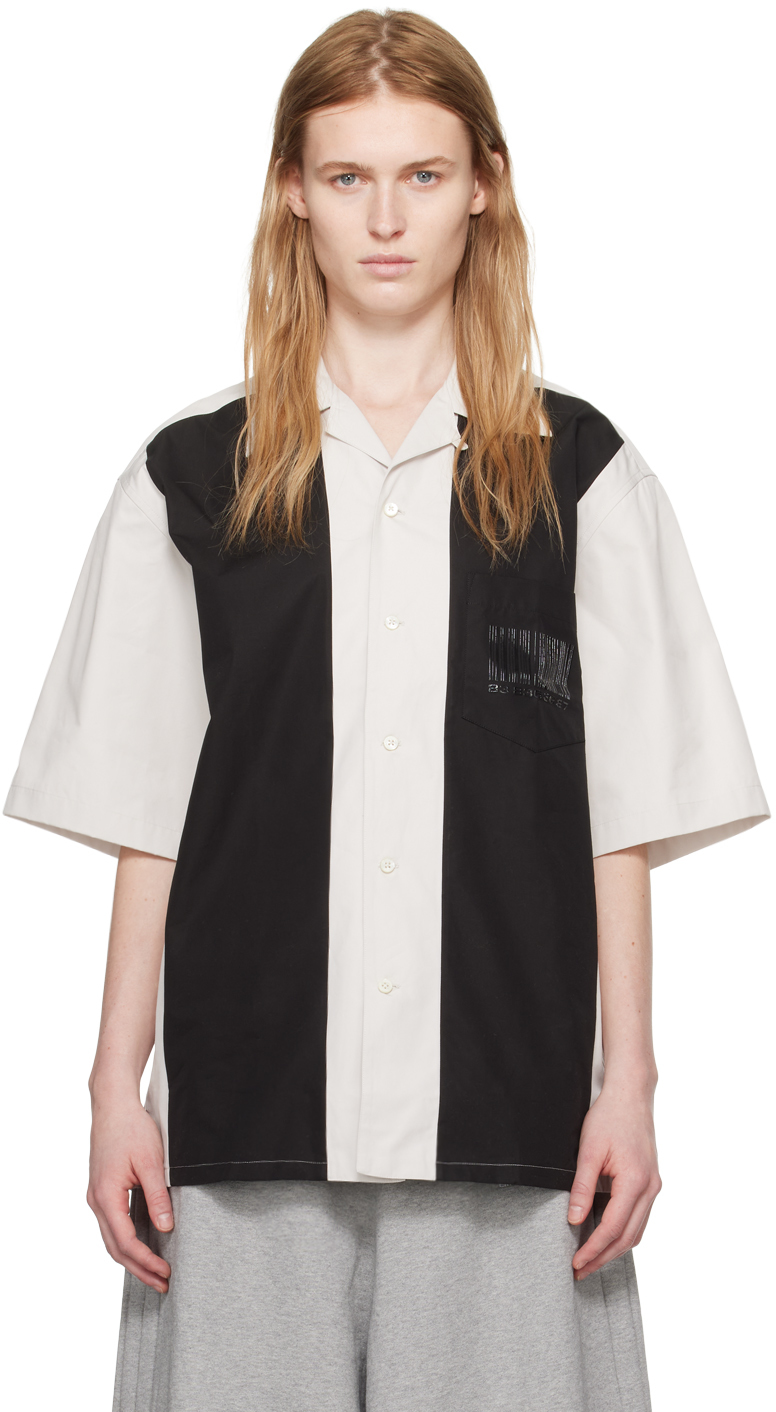 Vtmnts Grey & Black Spread Collar Shirt In Cream/black