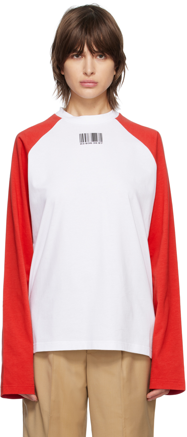 VTMNTS: Red Barcode Long Sleeve T-Shirt | SSENSE Canada