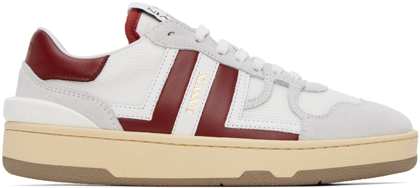 Lanvin Clay Panelled Leather Sneakers In Weiss | ModeSens