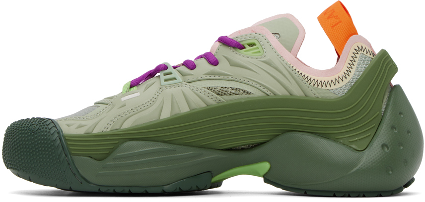Lanvin Multi-panel Lace-up Sneakers In B440 Khaki/sage