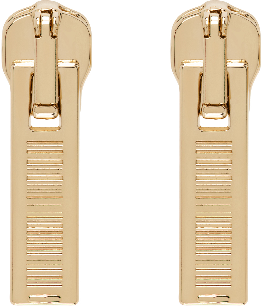 Shop Vtmnts Gold Barcode Zipper Earrings
