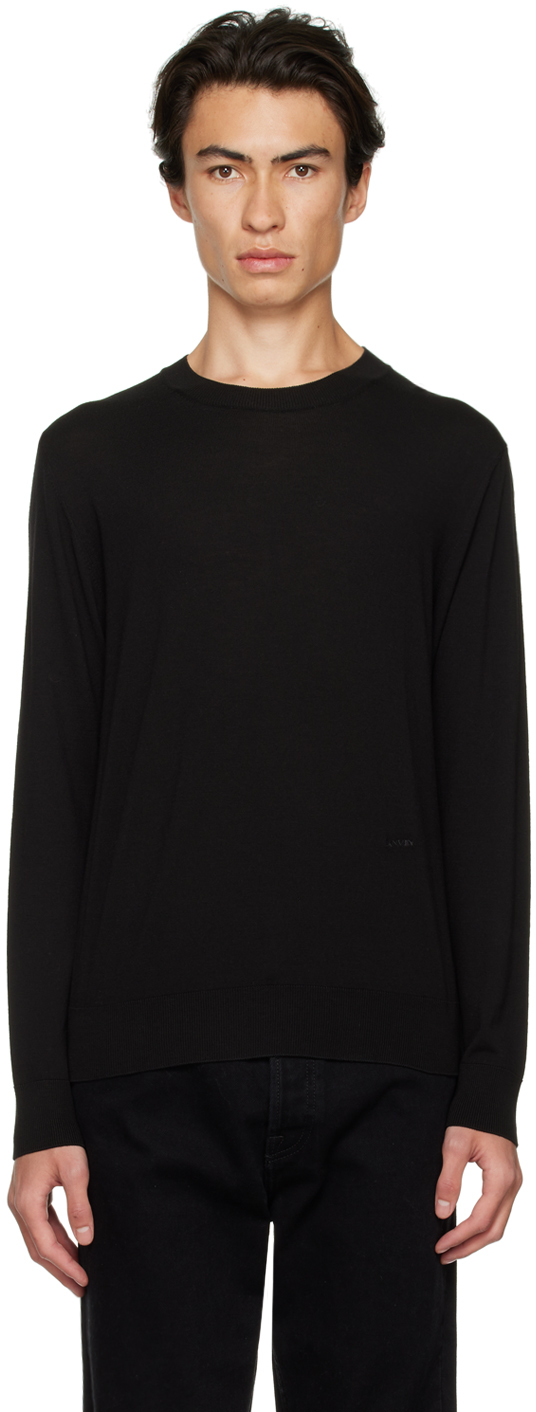 Lanvin: Black Embroidered Sweater | SSENSE UK