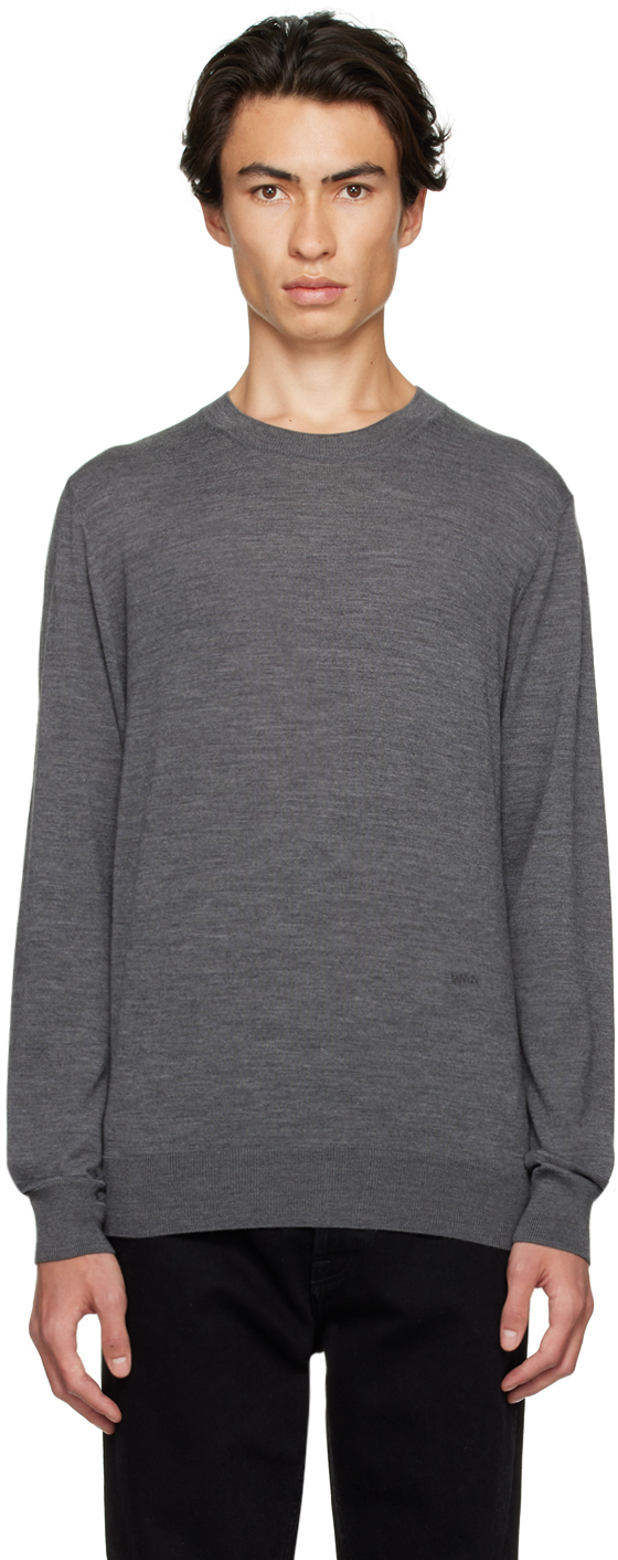 Lanvin: Gray Embroidered Sweater | SSENSE