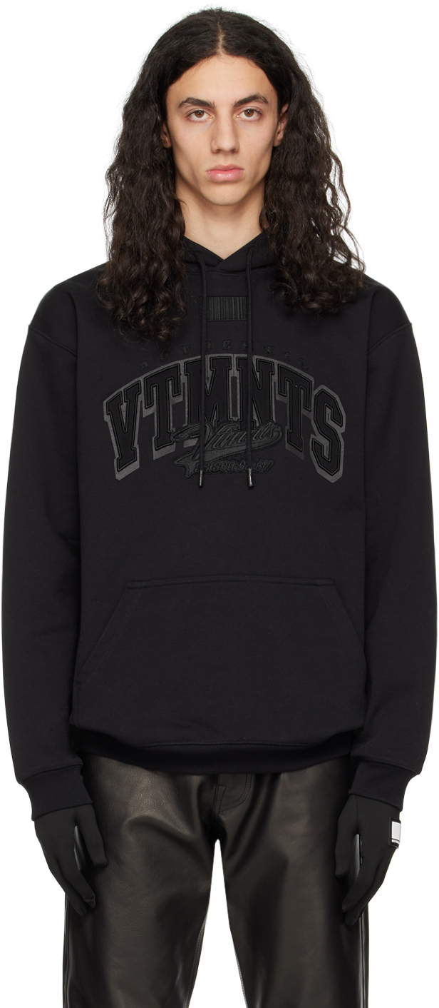 VTMNTS BLACK EMBROIDERED HOODIE