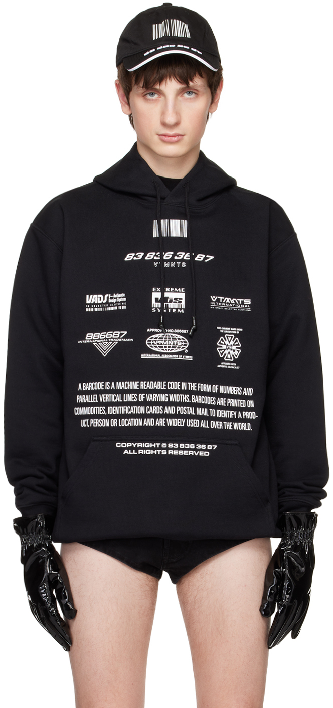 VTMNTS BLACK MOVIE BARCODE DEFINITION HOODIE