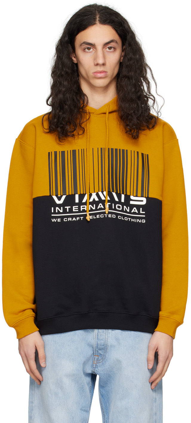 Vtmnts Yellow & Black 'international' Hoodie In Mustard/black