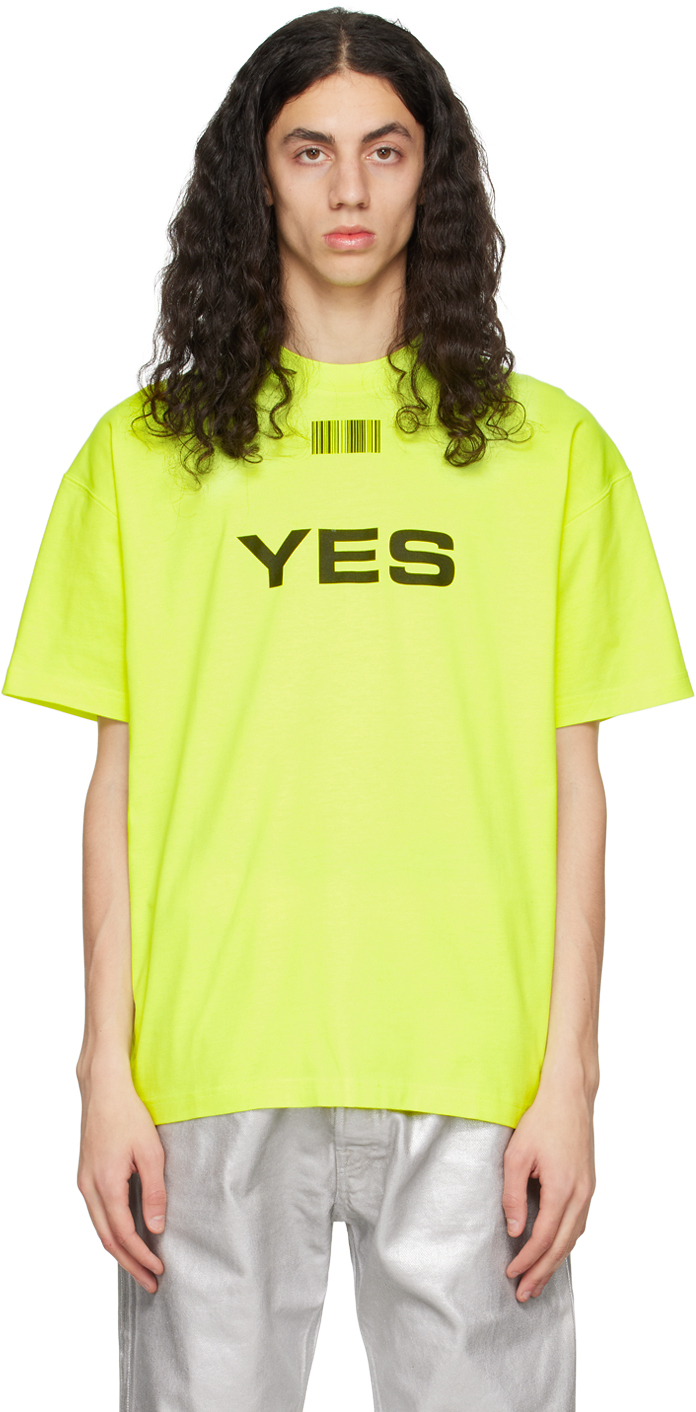Shop Vtmnts Yellow 'yes/no' T-shirt In Fluo Yellow