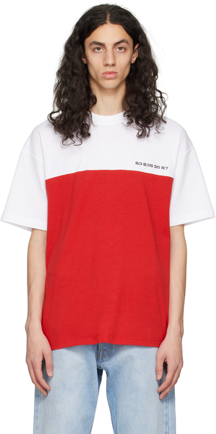 Vtmnts Red & White Colourblocked T-shirt