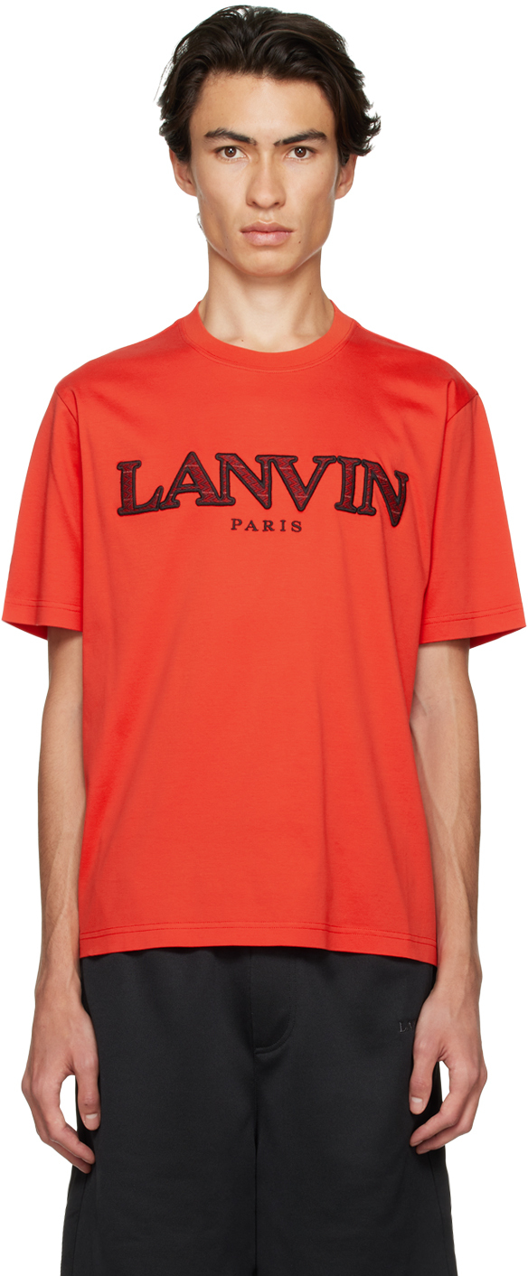 LANVIN RED EMBROIDERED T-SHIRT