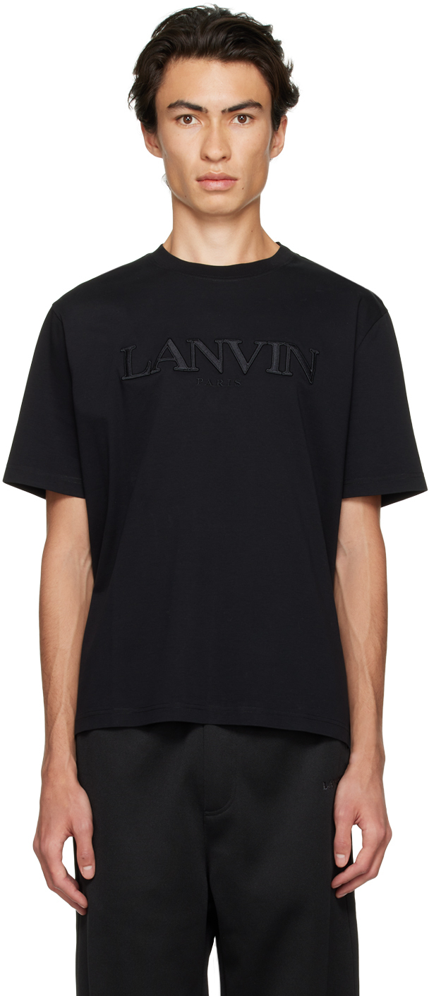 Lanvin: Black Embroidered T-Shirt | SSENSE