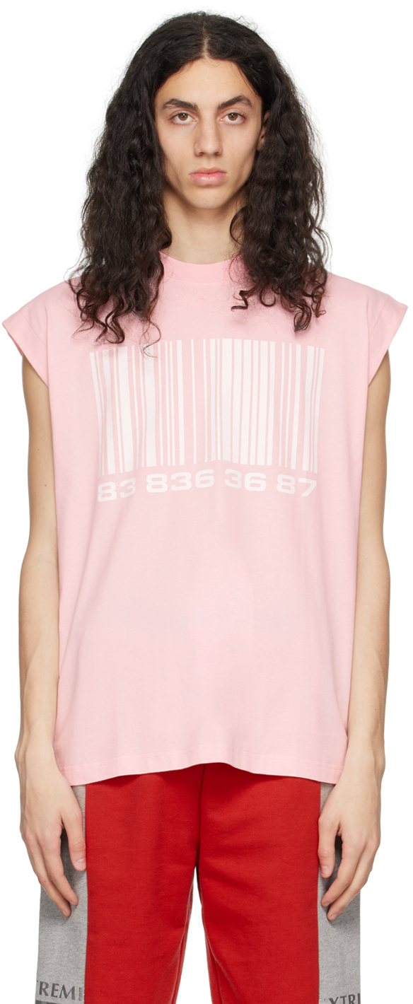 Vtmnts Pink Barcode T-shirt In Baby Pink