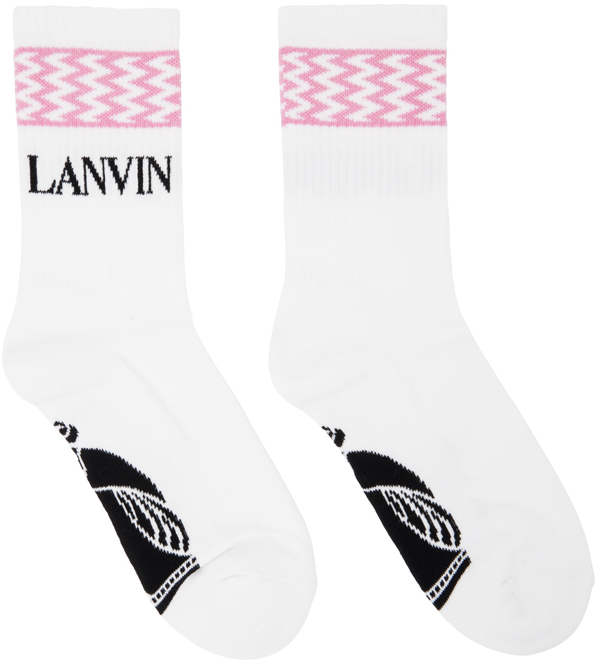 Lanvin White & Pink Jacquard Socks