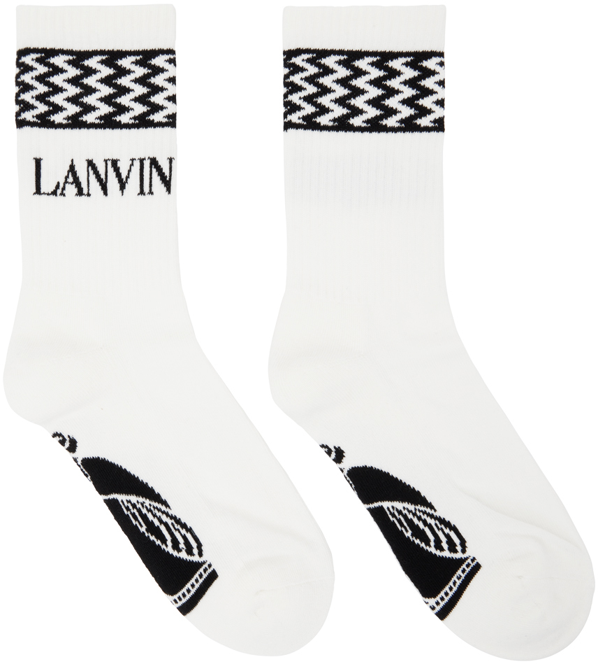 LANVIN WHITE & BLACK JACQUARD SOCKS