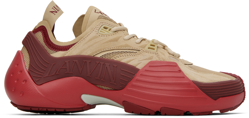 Lanvin Beige & Red Flash-x Sneakers In B306 Cherry/sand