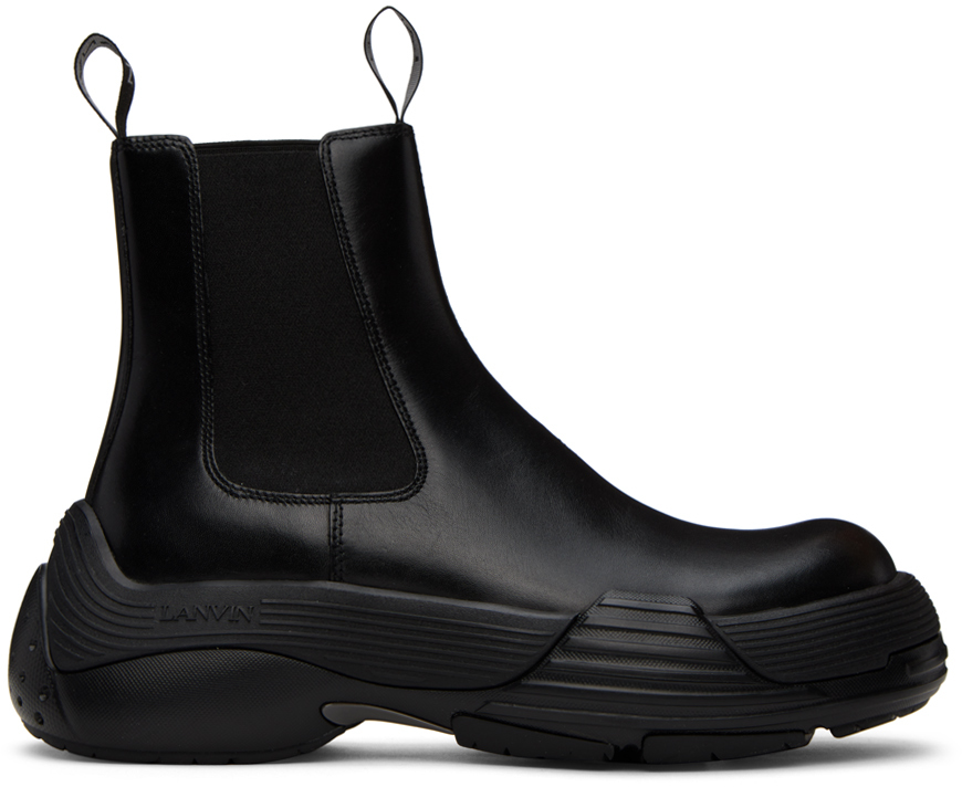 Shop Lanvin Black Flash-x Bold Chelsea Boots In 1010 Black/black