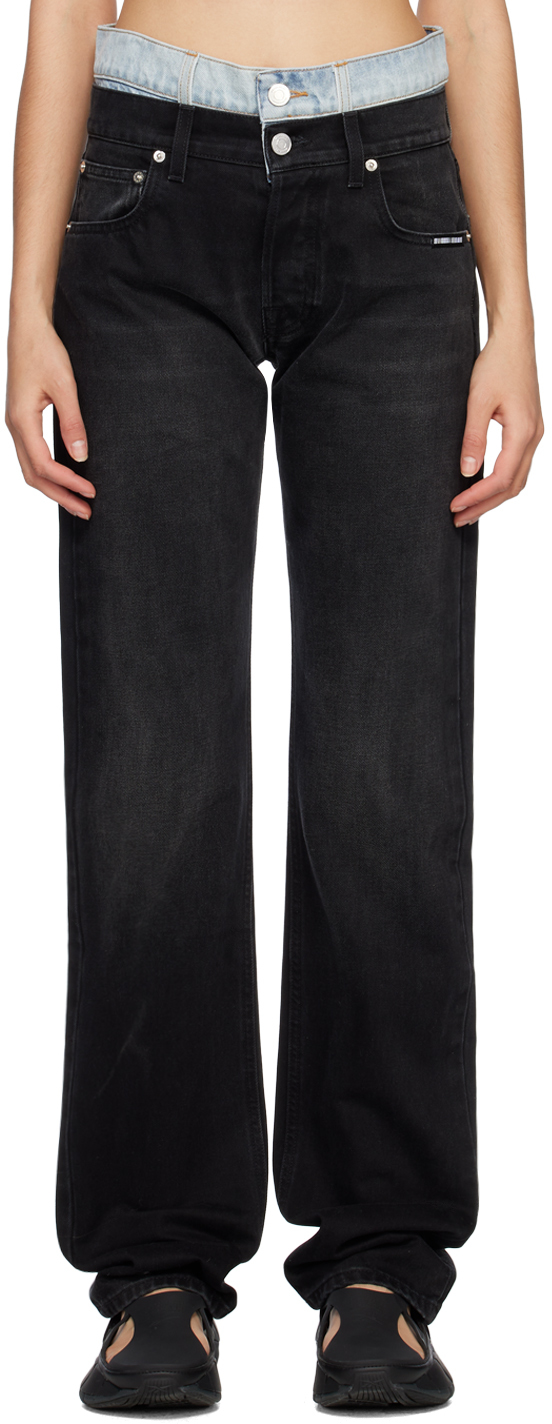 vtmnts black & blue double waist jeans