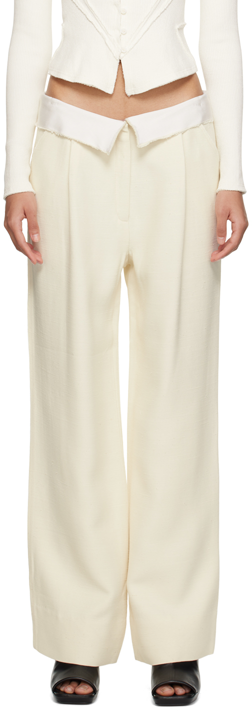 Shop Talia Byre Off-white Loose Tailored Trousers In 114 Cream