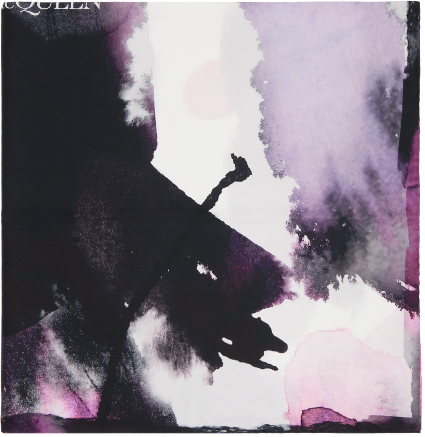 Alexander McQueen Pink & OffWhite Graffiti Scarf SSENSE