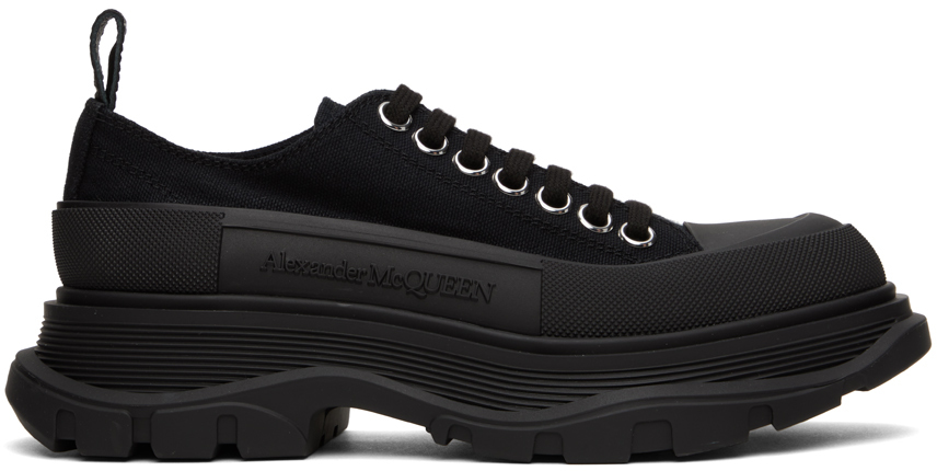 Black Slick Sneakers by Alexander McQueen on Sale