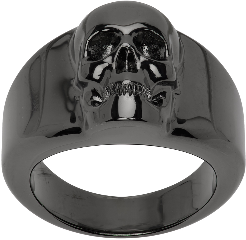 Silver Skull & Stud Ring Ssense Uomo Accessori Gioielli Anelli 