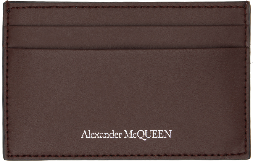 Alexander McQueen Burgundy Logo Card Holder