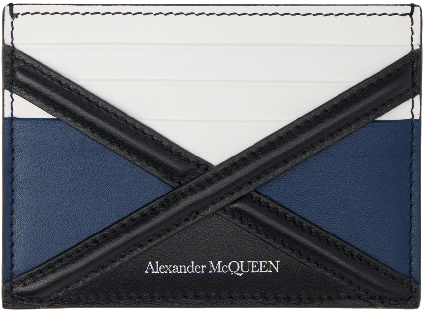 Alexander McQueen Blue & White 'The Harness' Card Holder