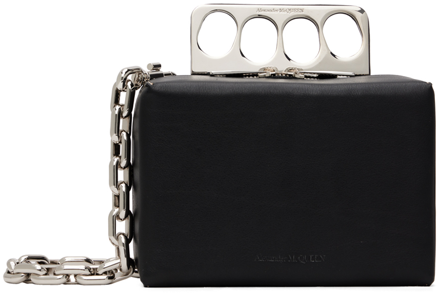 Shop Alexander Mcqueen Black Mini 'the Grip' Clutch Bag In 1000 Black