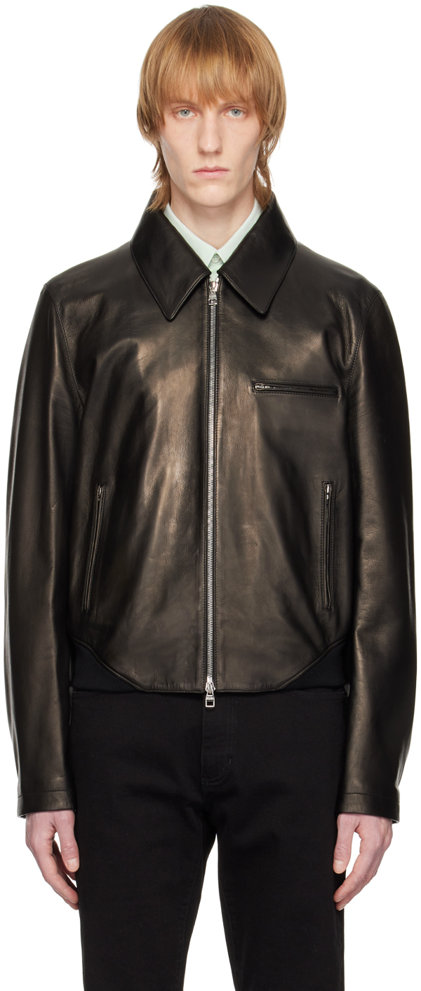 Alexander Mcqueen Leather Blouson Jacket In Black