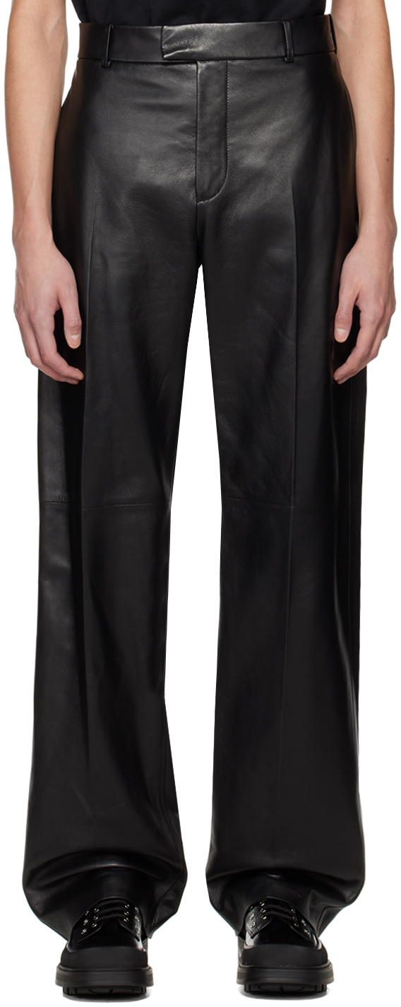 Men's Wide Leg Leather Trouser