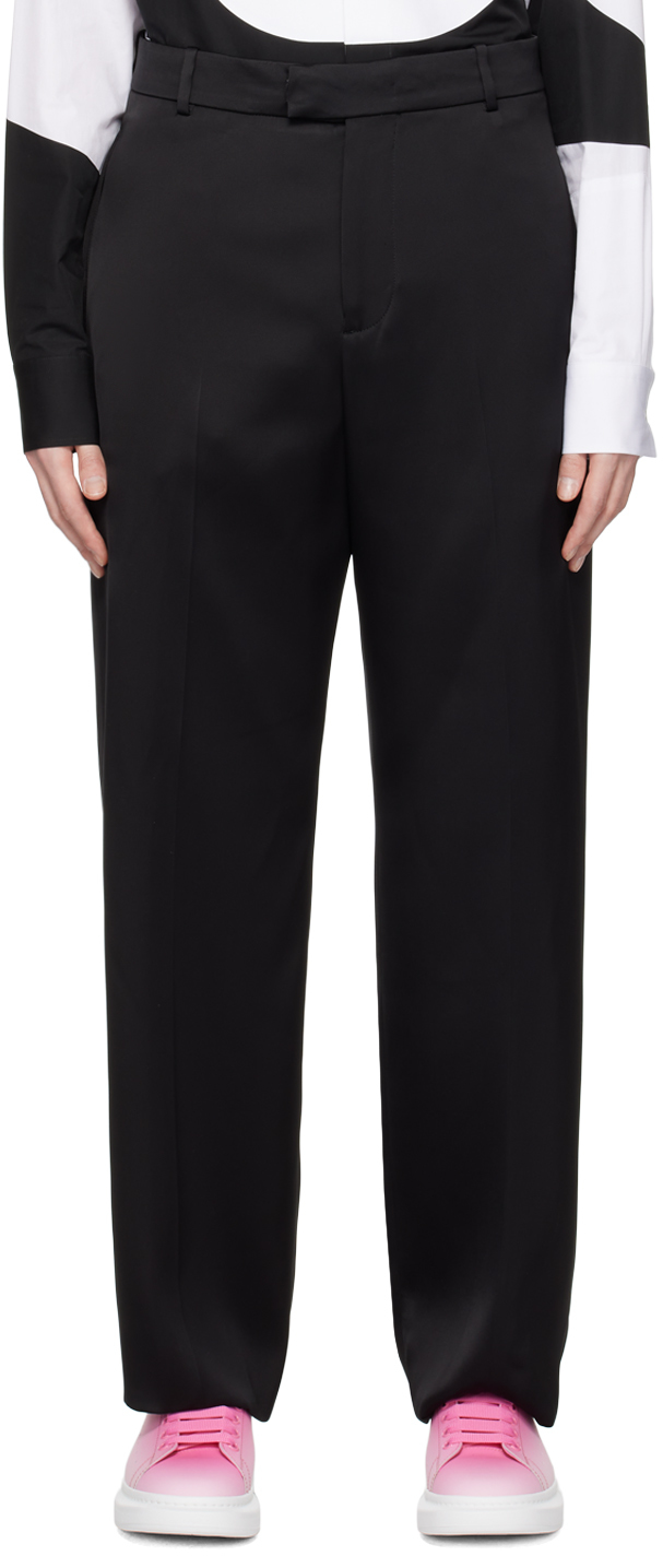 Alexander Mcqueen Silk Side Panel Tailored Trousers In 1000 Black