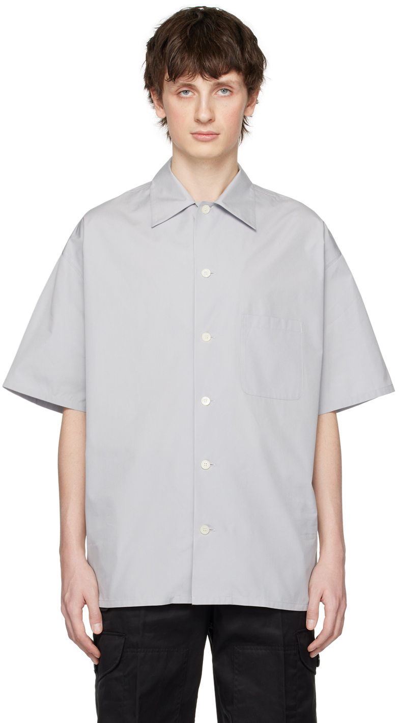 Alexander Mcqueen Gray Printed Shirt In 0902 Dove Grey/tonal