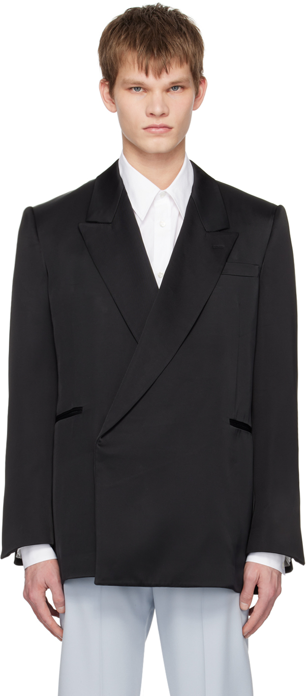 ALEXANDER MCQUEEN BLACK DOUBLE-BREASTED BLAZER
