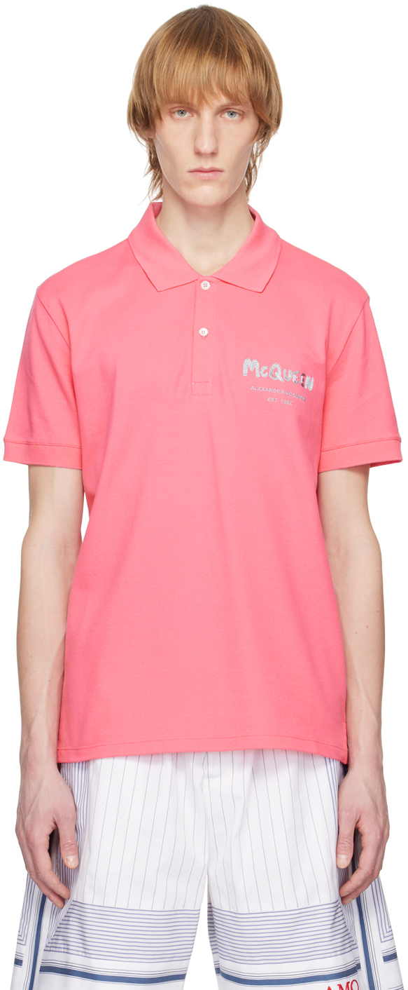Alexander McQueen Pink Embroidered Polo