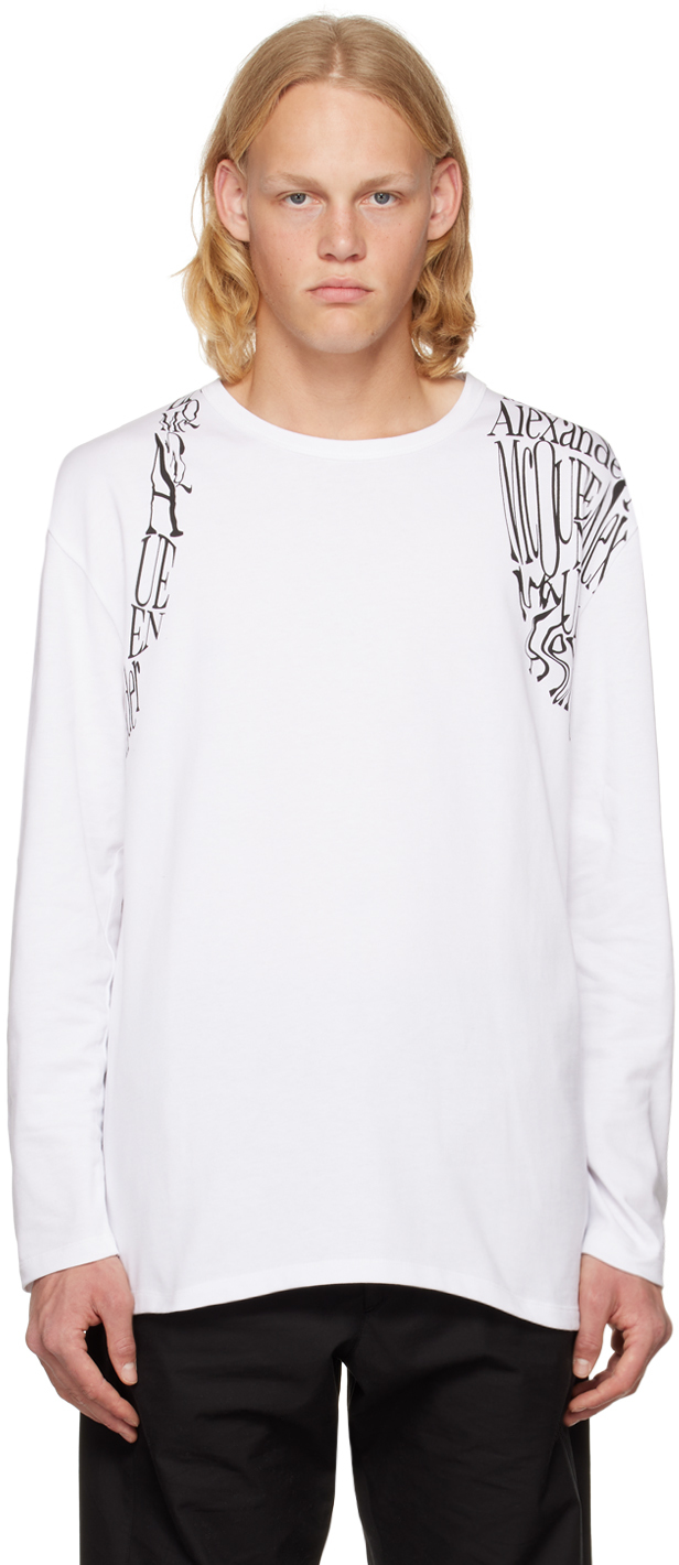 Alexander McQueen White Printed Long Sleeve T-Shirt