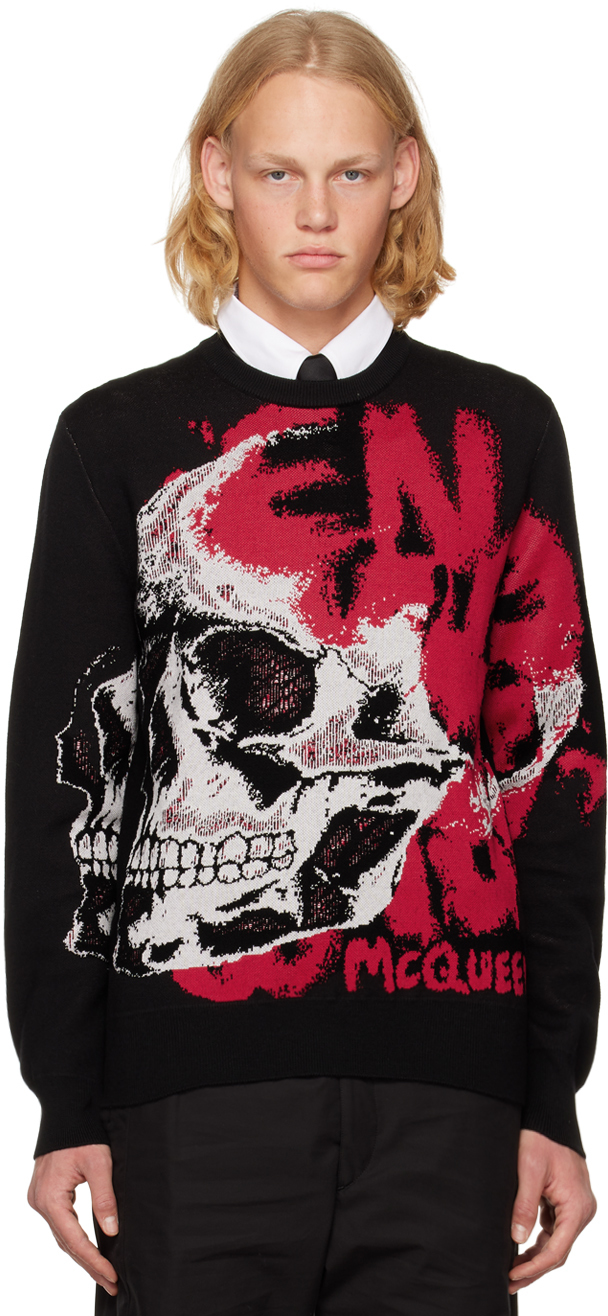 Alexander McQueen Black Skull Graffiti Sweater