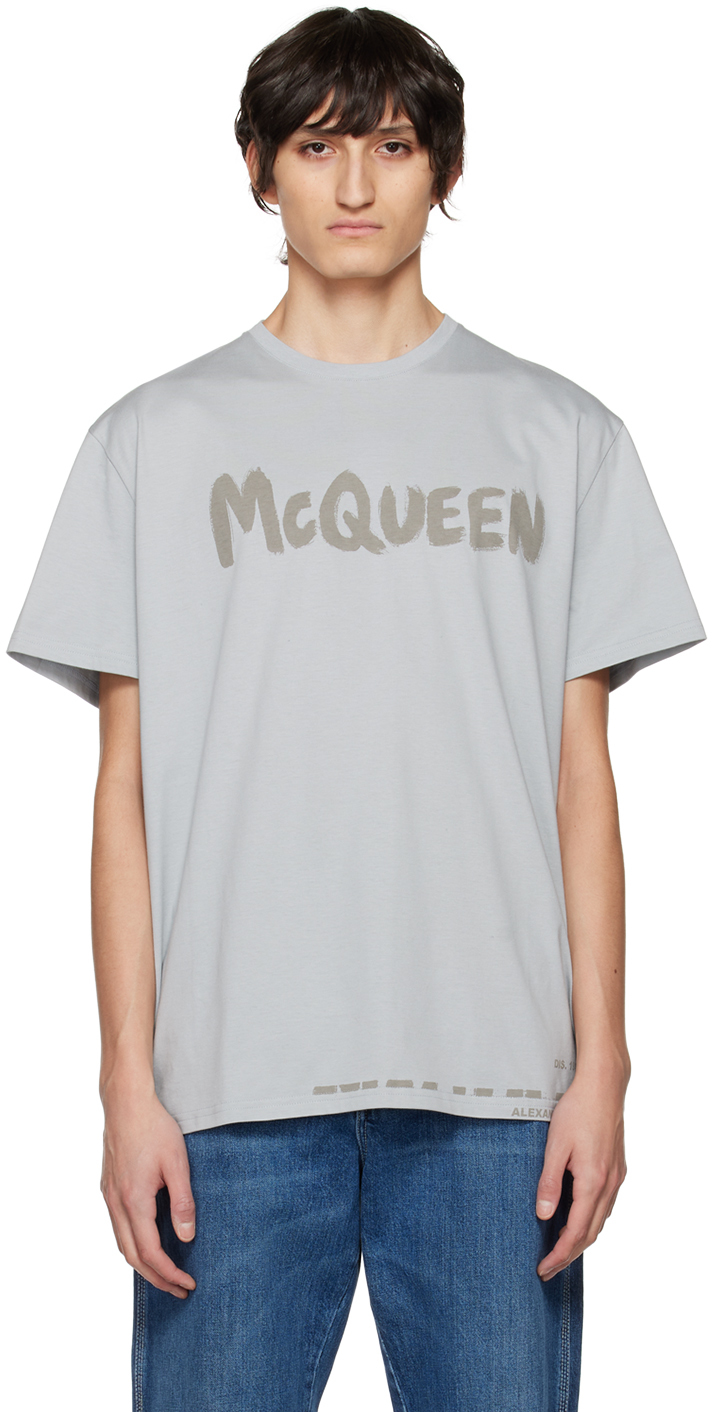 ALEXANDER MCQUEEN grey GRAFFITI T-SHIRT