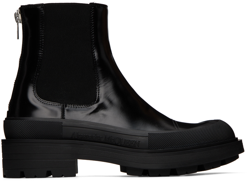 Alexander Mcqueen Black Leather Chelsea Boots In 1000 Black/black/bla