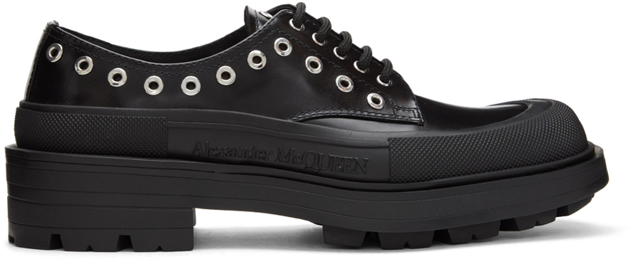 Black Leather Logo Derby