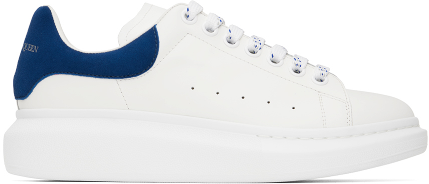 White & Blue Oversized Sneakers by Alexander McQueen on Sale